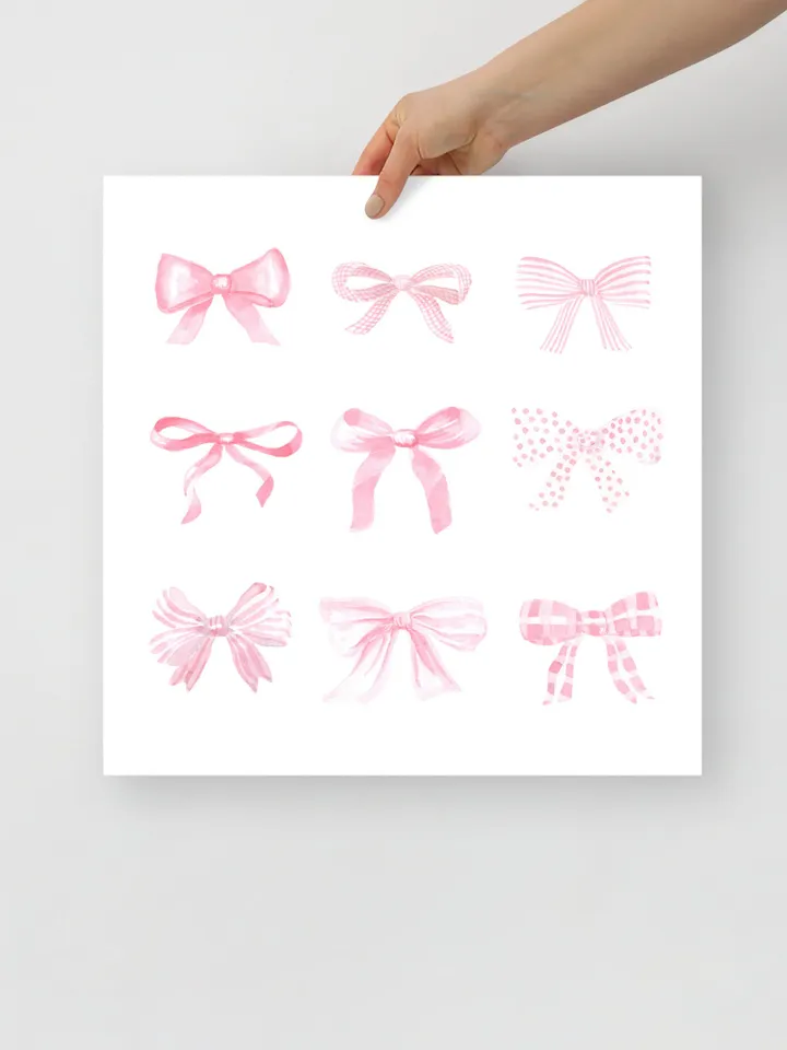 Pink Bow Watercolor Painting, Light Soft Pastel, Baby Girl Print, Little Girl Nursery, Baby Bow Art, Pink Bow Print, Baby Girl Gift Art