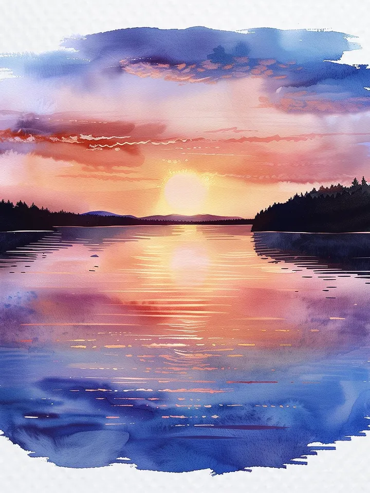 20 Sunset over Lake PNG Clipart Bundle, Lake Sunset clipart, Printable Watercolor Sublimation clipart, Digital download, Paper craft