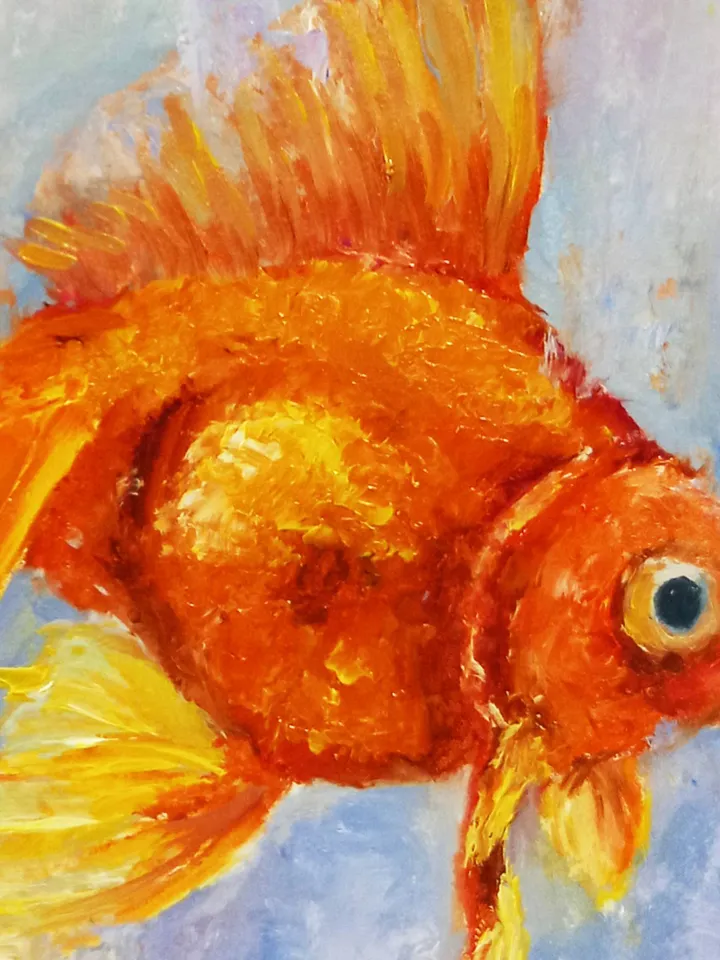 Goldfish original oil painting 20x20 cm