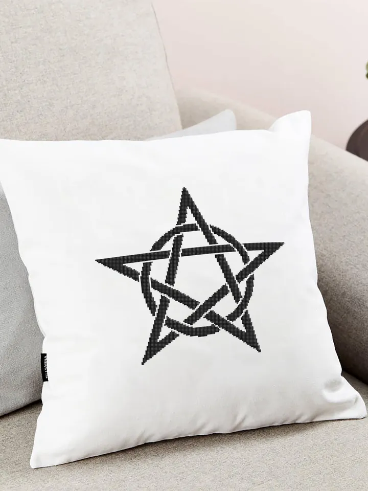 Gothic cross stitch pattern download PDF Pentagram cross stitch chart Monochrome pentacle embroidery Occult sign Gothic star digital #M140