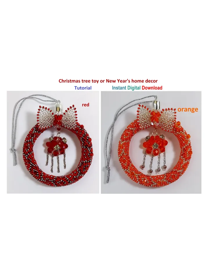 Tutorial Beading Christmas tree decoration,New Year's decor for home-office. Bead Rope, Instant Download, PDF