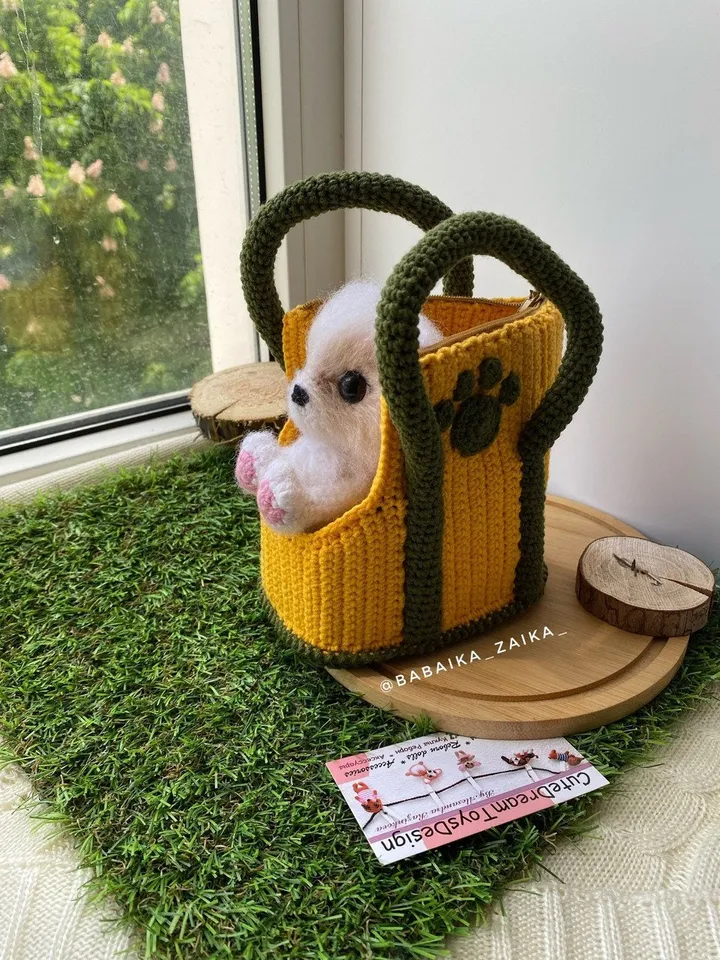 PDF Crochet Spitz Dog Puppy in a bag, Amigurumi Dogs , Pomeranian pattern, Crochet Animal Pattern, Crochet Puppy Pattern, Amigurumi baby toy