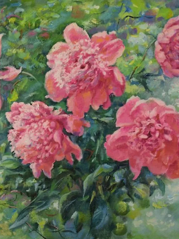 Peonies Painting Flower Original Art Floral Oil Canvas Artwork