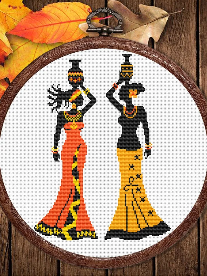 African Woman Cross Stitch Pattern, African Cross Stitch Pattern, Folklore Cross Stitch Pattern, African Motifs Patterns #oth001