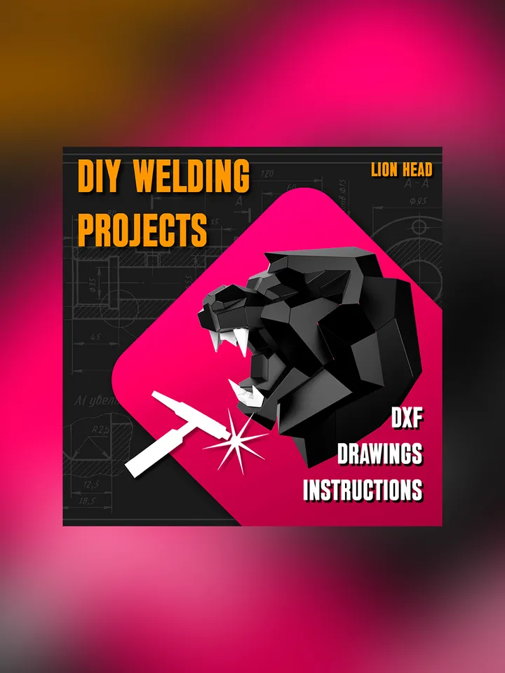 Welding Project Plans Drawings Lion Head (DXF, PDF)