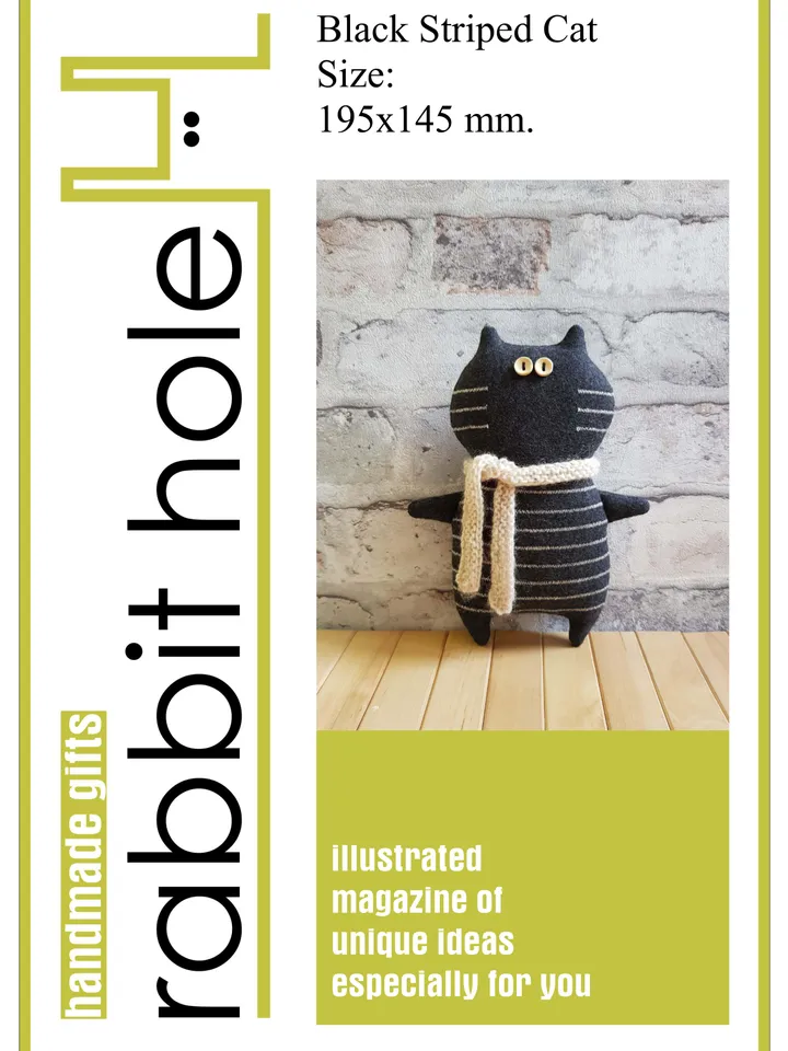Black CAT sewing pattern PDF, digital tutorial in english, Halloween doll diy