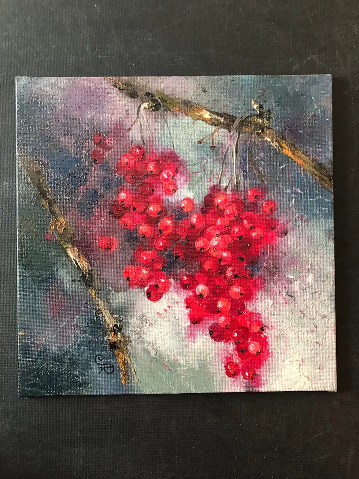 Fruits Original Painting Berries Oil Wall Art Kitchen Still life
