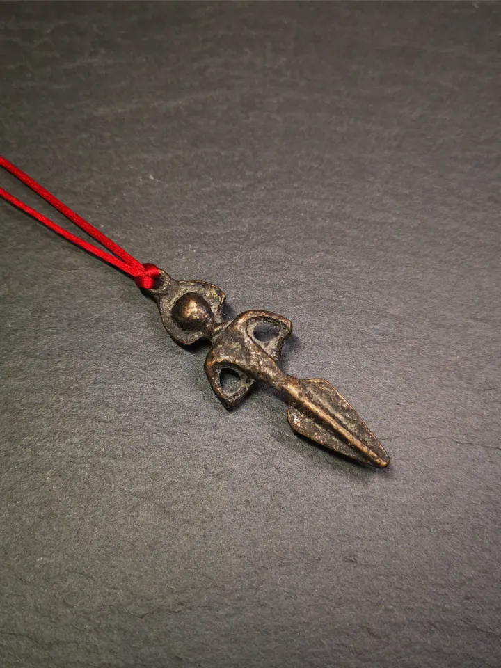 Gandhanra Antique Tibetan Amulet,Samantabhadra Phurba,Kila(Dorje Phurba) , Trantic Buddhism Ritual Implement Pendant,Made of Copper,2.6"