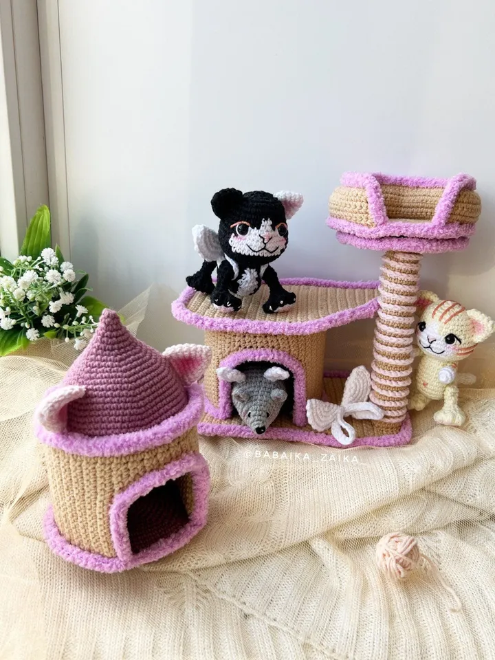 PDF Crochet Pattern Сat Paradise Amigurumi cat pattern, Crochet Mouse, Cute cat, Amigurumi animal, Crochet animal, Amigurumi House Pattern