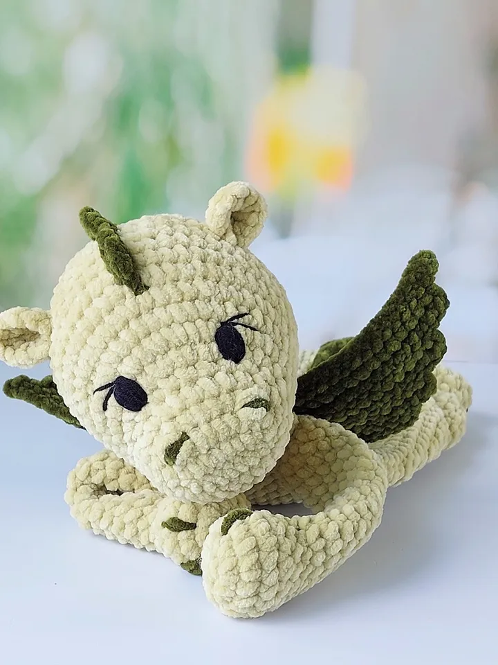 Pattern Crochet Dragon, Snuggler Dragon, Amigurumi Toys, Dragon Lovey, PDF Tutorial in English, Plush Dragon for Baby.