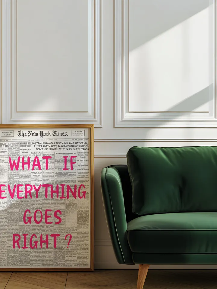 What If everything goes right Retro Newspaper Print, Trendy Wall Art, Typography Poster, Pink Aesthetic, Printable Wall Art, Digital Print