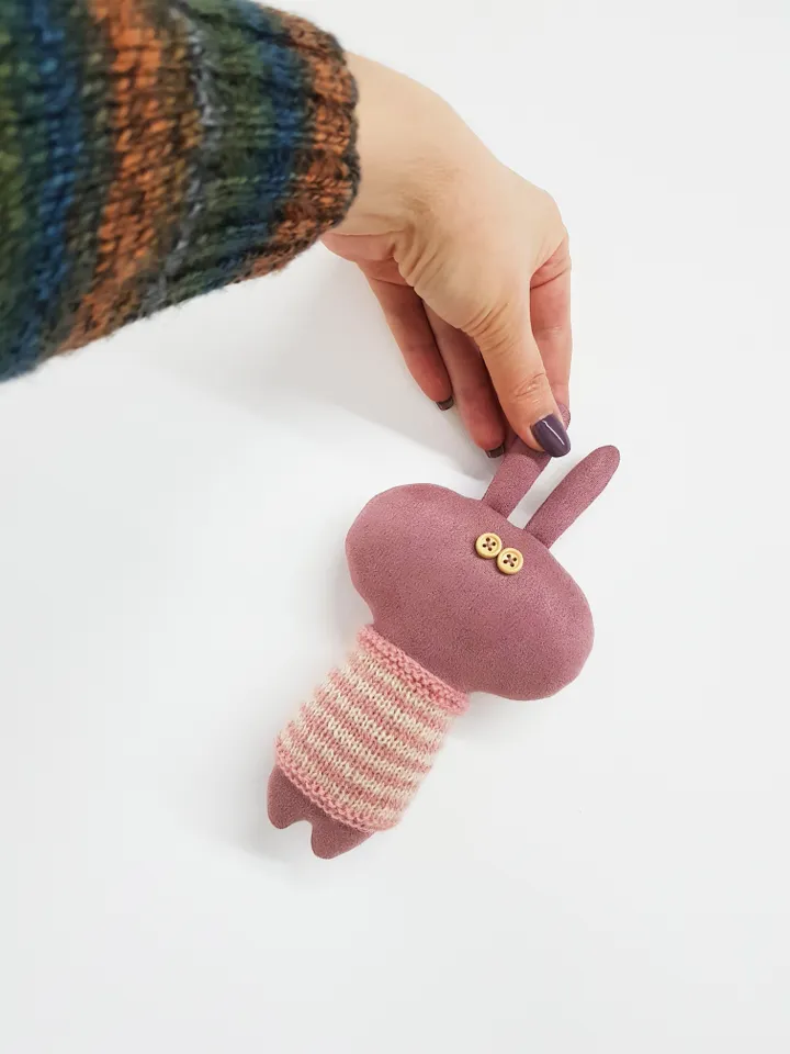 Stuffed animals patterns PDF Cat and Rabbit in sweaters, set of 2 tutorials in English for sewing and knitting