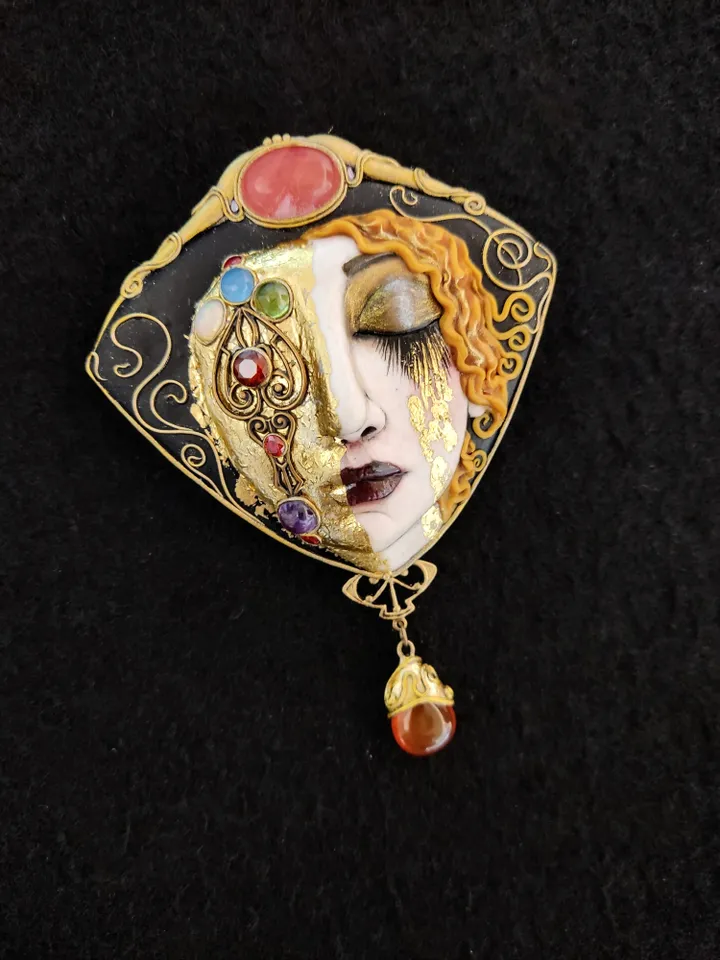 Necklace-brooch "Golden Tears" based on the painting by Anne-Marie Zilberman