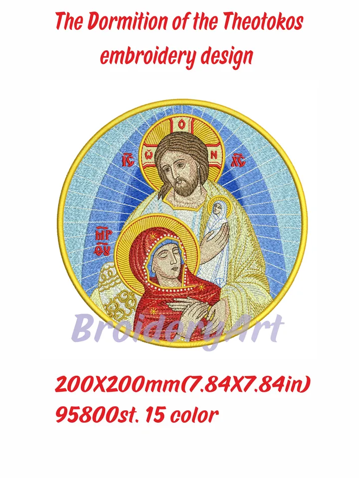 The Dormition of the Theotokos embroidery design