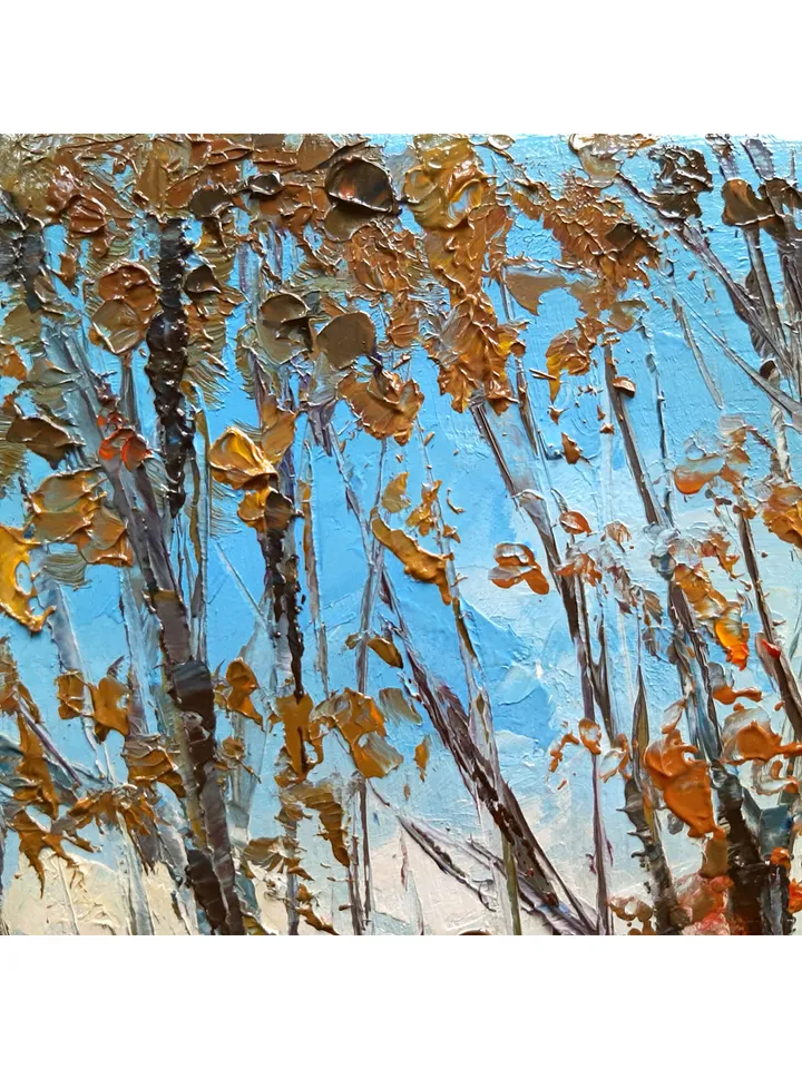 Sun through the Trees painting 12x8” ORIGINAL ART Morning Landscape Impressionist hand painted by artist Marina Chuchko