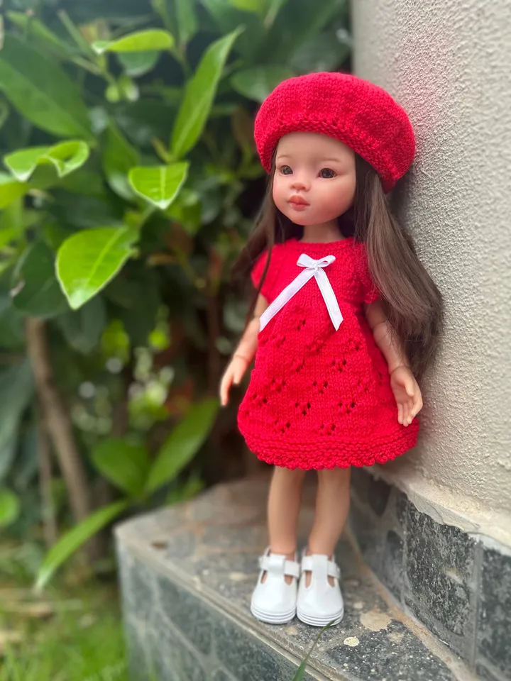 Paola Reina Doll 3 ITEMS Set: Exclusive OOAK Handmade Outfit - Dress, Beret, Shoes