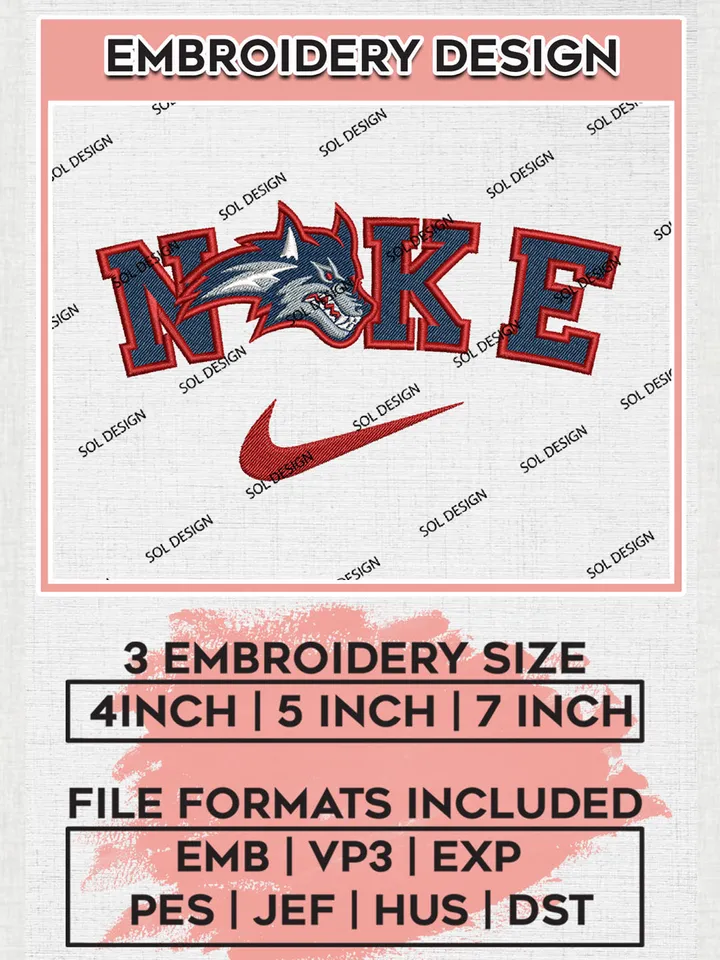 Nike Stony Brook Seawolves Machine Embroidery Design, NCAA Stony Brook Seawolves Embroidery Design files, NCAA Embroidery Designs, NCAA Machine Embroidery Designs, Digital Download