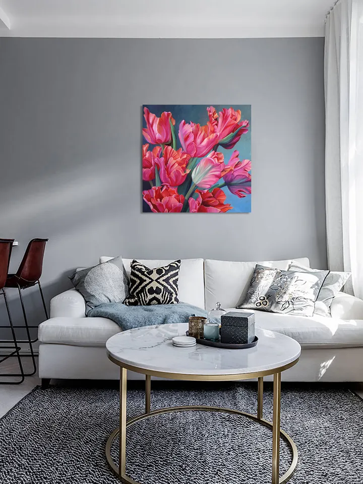 Pink tulips oil painting