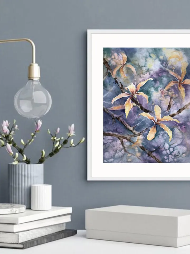 Flowers Original Painting Trees Watercolor Art Floral Painting