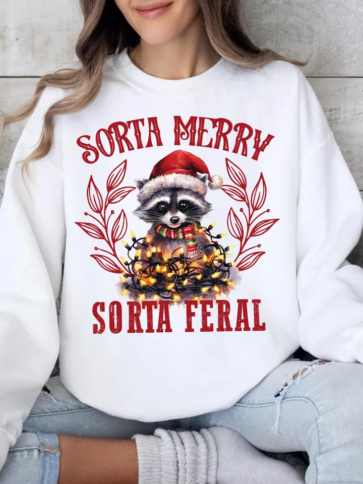 Sorta santa sorta feral PNG, Christmas Season Png, Christmas Feral girl PNG, Christmas png, Retro Christmas Shirt PNG, Funny Christmas