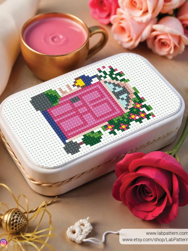 Bundle of 5 Mini Cute doors Cross stitch pattern, contemporary, Abstract, Floral, beginner, modern chart, gift DIY, embroidery, instant PDF