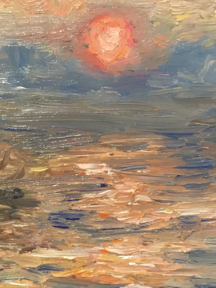 Sunset on the river,original oil painting on canvas board,landscape oil painting