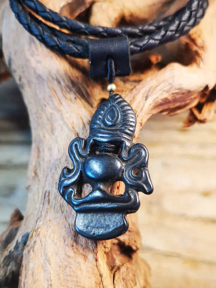 Gandhanra Antique Triratna Symbol Badge, Nubro,Tibetan Buddhist Protective Amulet Pendant,Made of Thokcha,60 Years Old
