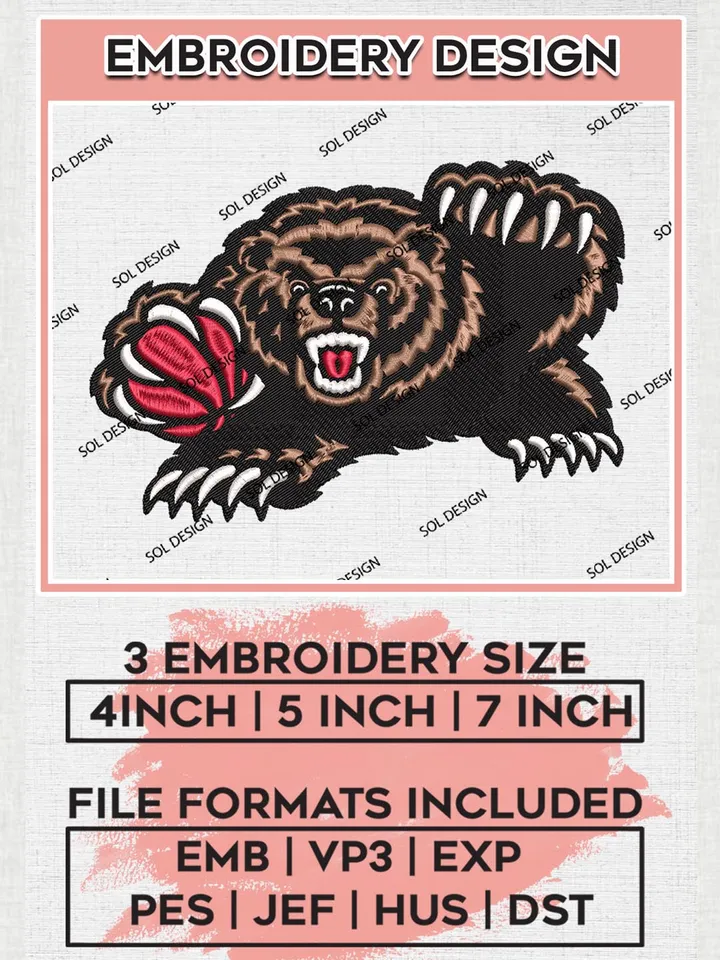 NBA Memphis Grizzlies Mascot Embroidery Designs, Memphis Grizzlies Embroidery Design Files, NBA Machine Embroidery Designs, NBA Embroidery Designs, Digital Download