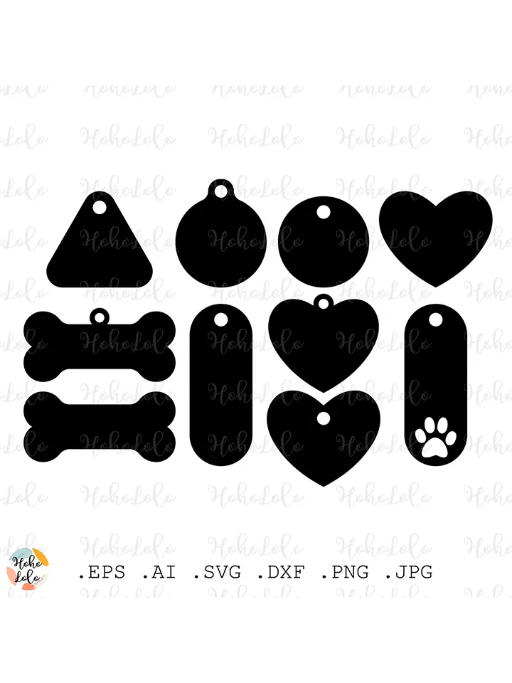 Pet Tag Svg, Pet Tag Cricut, Pet Tag Silhouette, Pet Tag Template Dxf, Pet Tag Download