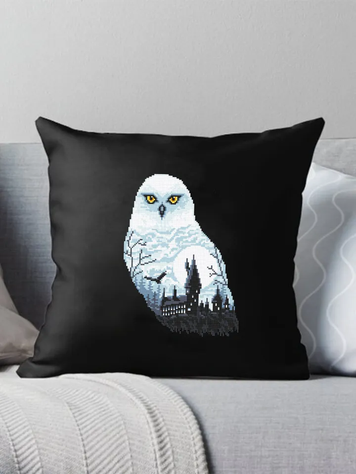 Owl silhouette cross stitch pattern download PDF Magic castle cross stitch Wizard school xstitch chart Halloween moon pattern digital #H32