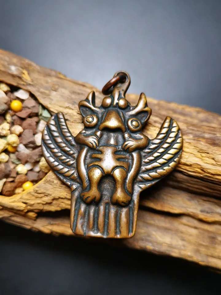 Gandhanra Antique Tibetan Buddhist Amulet,Garuda,Garula,Suparna,Golden-winged Bird Pendant,Made of Copper