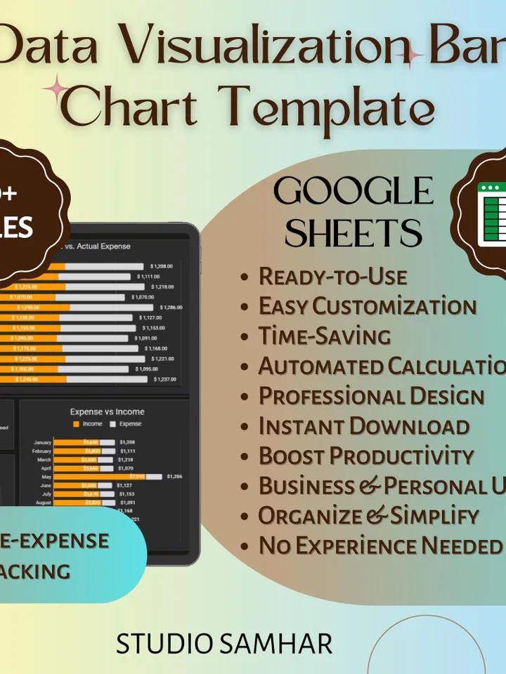 Bar Chart Template | Google Sheets Graph Template | Customizable Bar Graph | Data Visualization Spreadsheet | Business Chart Template