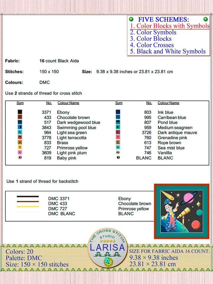 Astronomer Cross Stitch Pattern | Stargazer | Astrologer Chart