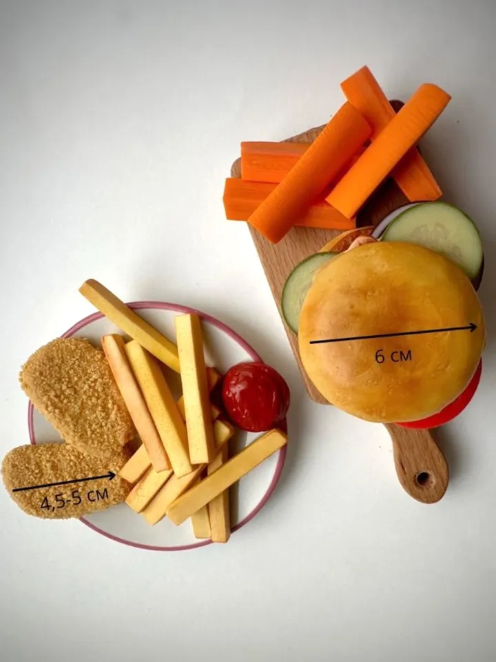 Set of Products for Children's Kitchen Hamburger 28 items