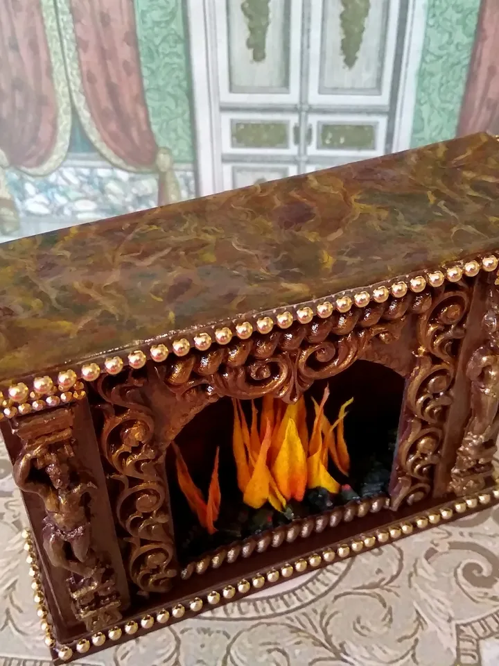 Fireplace for dollhouse handmade.1:12 scale.