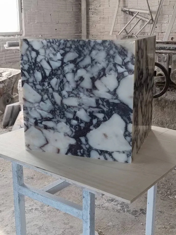 Calacatta Viola Marble side table, end table, italian marble 100% handmade, cube marble, height 40 cm ( 15.7'' ) free shipping