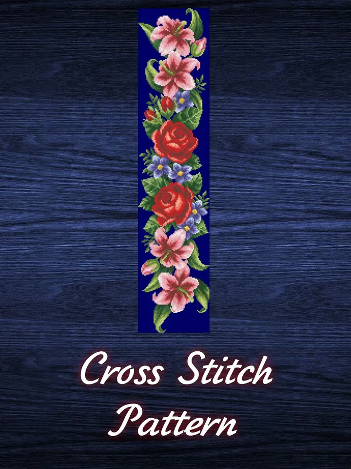 Antique Cross Stitch Pattern Elegant Flowers Digital Download PDF