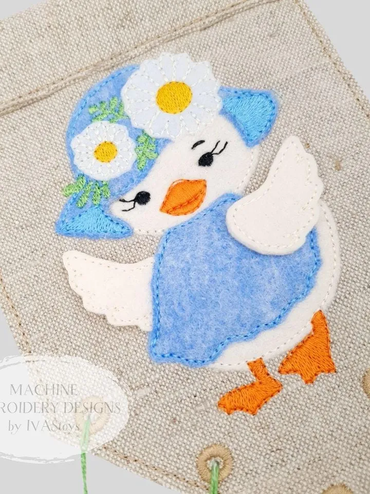 ITH Easter Bird Pennant Banner Embroidery Design Set, Felt Applique Holiday Decor Pattern, 5x7 Hoop File
