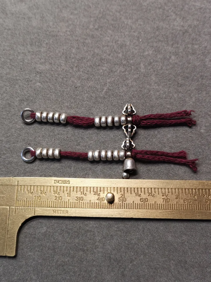 Gandhanra Handmade 5mm Tibetan Sterling Silver Prayer Bead Counters for 6-15mm Mala,with Dorje Vajra Pendant,Spiritual Practice Tools