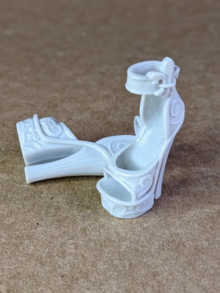 Light gray sandals with high heels for 10.5 inch female dolls (MH, EAH)