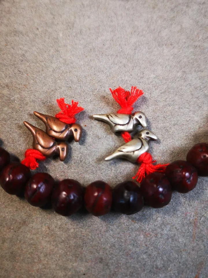 Gandhanra Antique Tibetan Amulet,Mini Phurba and Kartika(knife of the dakinis) ,for Prayer Bead Counter,Mala Accessories, Made of Red Copper