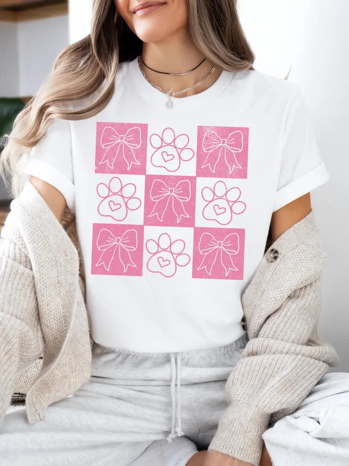 Retro Checkered Valentine's Day PNG, Dog Mom Png, Valentine's Day Png, Dog Paw Print Heart Png, Valentine Shirt Design, Dog Lover Gift, Cat