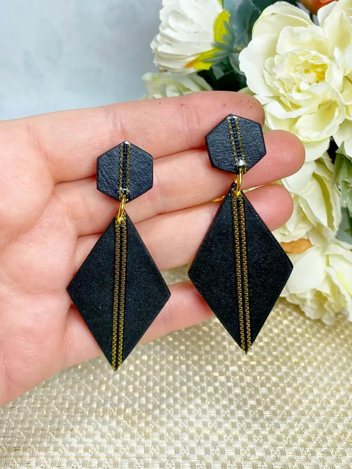 Handmade matte black earrings.