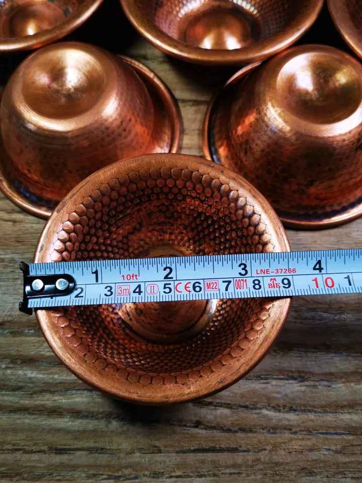Gandhanra Handmade Tibetan Buddhist Water Offering Bowls,Yonchap Bowls,Made of Red Copper,1 Set of 7 Bowls