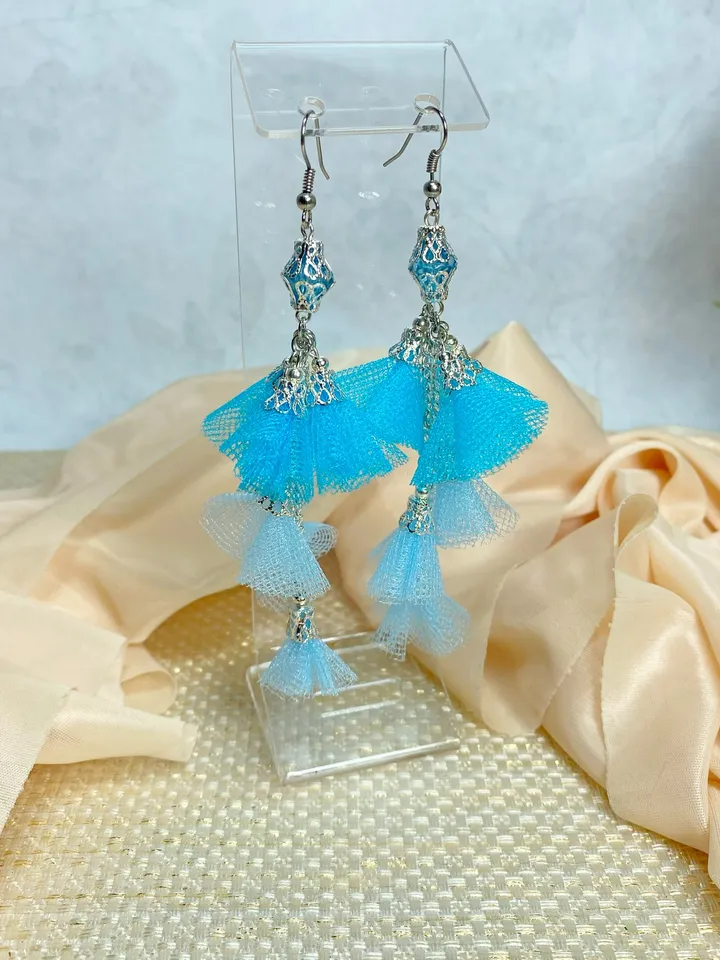Handmade earrings. Fabric earrings. Bright earrings.