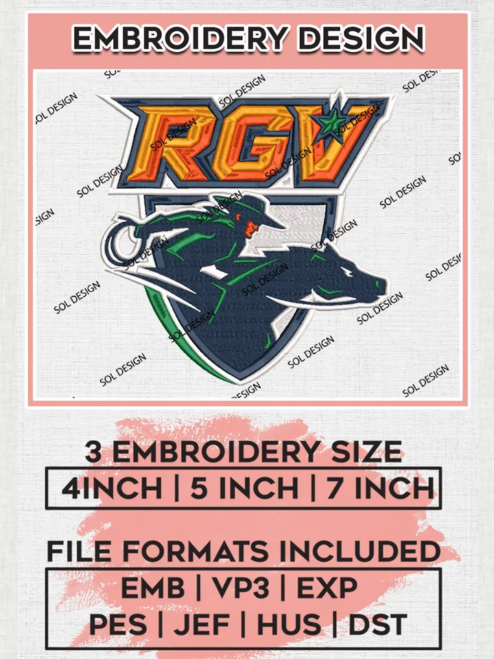 NCAA RGV Vaqueros Team Logo embroidery designs, NCAA UT Rio Grande Valley Vaqueros Logo Machine embroidery designs, NCAA Logo embroidery designs, NCAA Lopes Machine embroidery designs, Digital Download