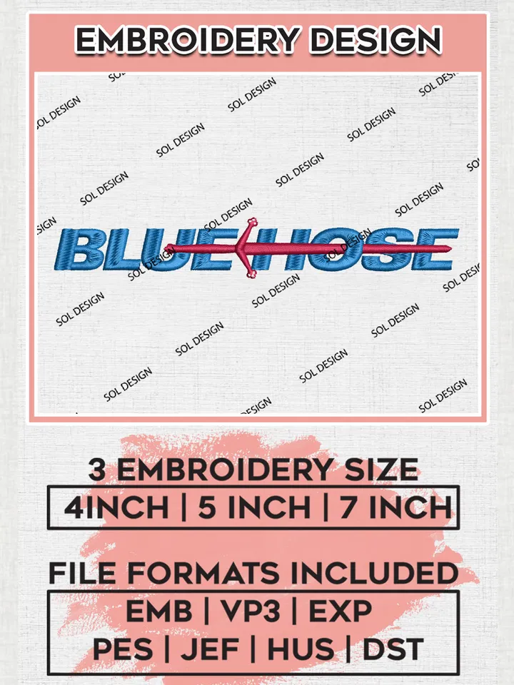 NCAA Blue Hose Team Writing Logo Embroidery Design Files, NCAA Presbyterian Blue Hose Machine Embroidery, NCAA Teams, 3 sizes, NCAA Machine embroidery designs, Digital Download