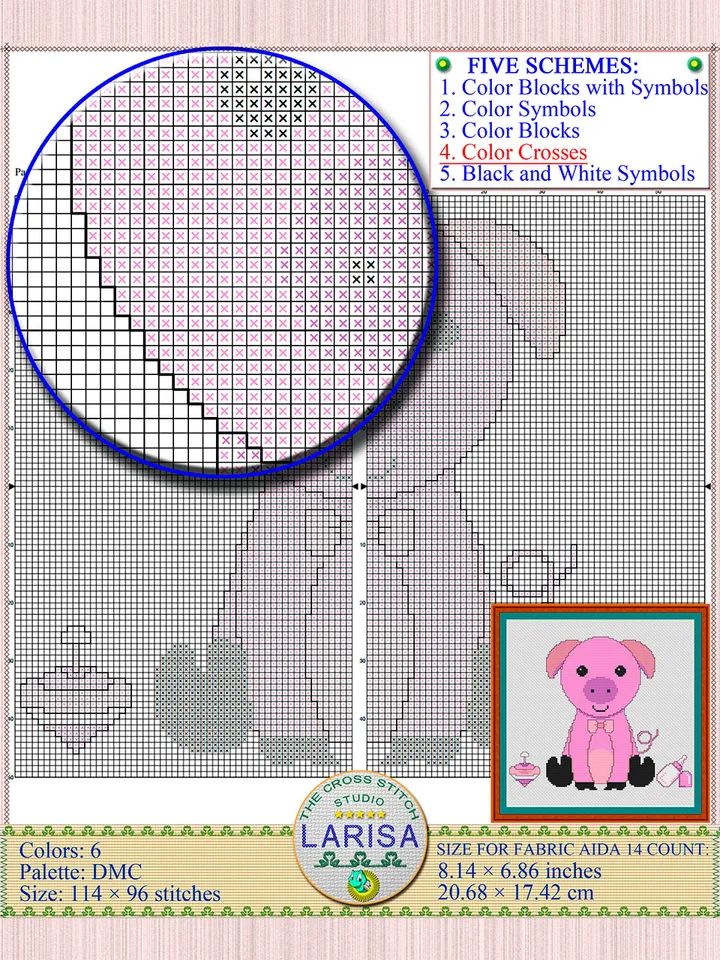 Pig Cross Stitch Pattern | Piggy’s Picture Chart