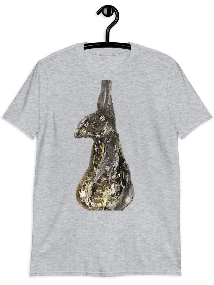 Black Bunny Short-Sleeve Unisex T-Shirt made with my original mix media artwork.