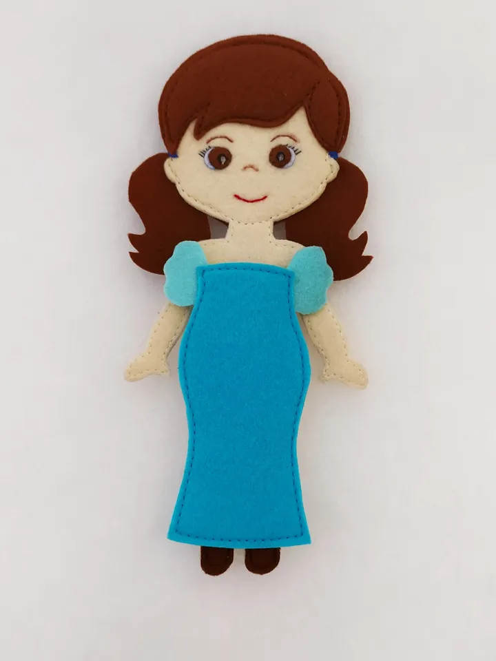 Felt doll pattern and 8 sets of clothes, Felt dress up doll pattern, Felt Pattern pdf for girl